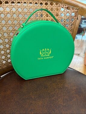 Tata Harper Emerald Green Round Top-Handle Cosmetic Case